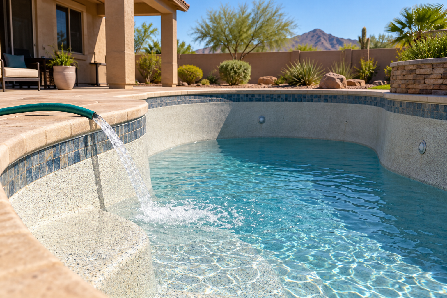 Fresh water refilling a residential pool